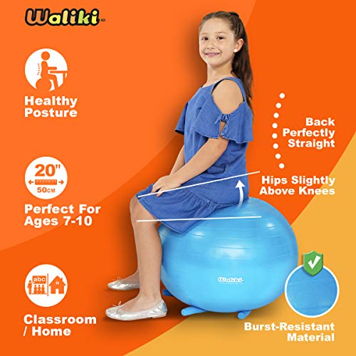 WALIKI Chair Ball with Feet for Kids | Alternative Classroom Seating | Balance Ball | 20"/50CM Blue