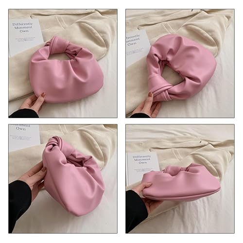 Bolso de mano de cuero arrugado en forma de nube para mujer miniatura 6