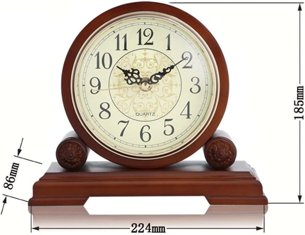 Retro Standing Clock Mantel Clocks, Wooden Desk Clocks Mantel Clocks, with Silent Movement, Battery Operated, for Desk, Shelf, Tabletop, Office & Home Bedside Decor,