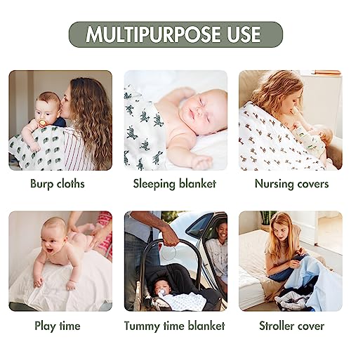 Image of GLLQUEN BABY Receiving Blanket Boy Cotton Muslin Swaddle Blankets Girl Newborn Squares Breathable & Soft Thin Baby Blankets Cloths Double Absorbent Infant Swaddling Wrap - 6 Pack (Giraffe)