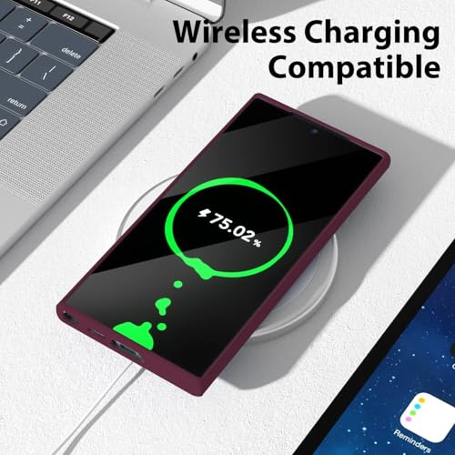 Image of DIZORO Microfiber Candy Case Compatible for Samsung S24 Ultra Smooth Touch Cushion Liquid Soft Silicone Rubber Phone Cases Non-Slip Full Body Protective Shockproof Back Cover (Wine Red.)