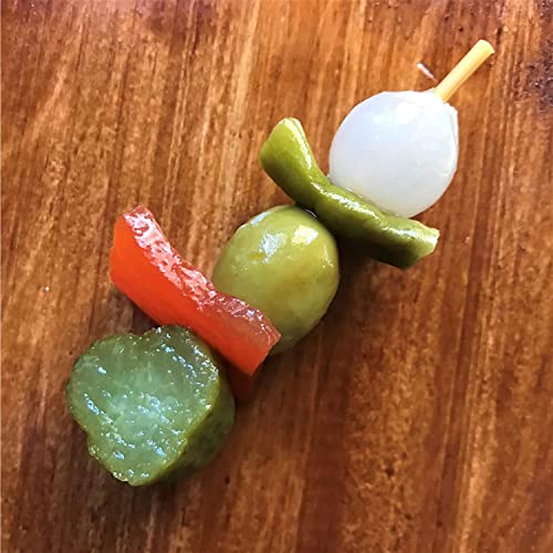 TORERAS - 2er Pack - Grüne Oliven, Paprika, Gurke, Zwiebeln in Essig - Essiggurken Oliven, Aufgespießtes Gemüse in Essig, Konserven Aufbackbrötchen, Spanien Aperitif - Pikanter Geschmack