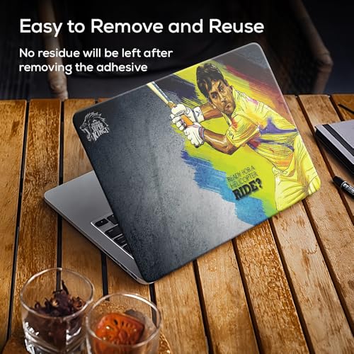Image of Galaxsia Dhoni Top+Wrist Pad Vinyl Laptop Skin /Sticker /Cover Upto 15.6 Inches Laptops Laminated-Removable-HD Quality Compatible for Hp-Dell-Sony-Lenovo-Asus etc.(15x10 Inches)