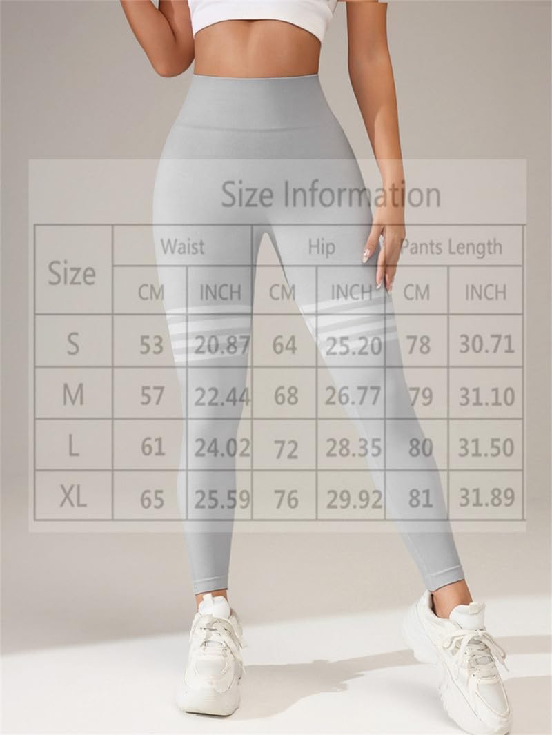 Women's Seamless Stripe Yoga Leggings Sexy High Waist Tummy Control Butt Lifting Gym Workout Pants Outdoors Sports Fitness - Image 4