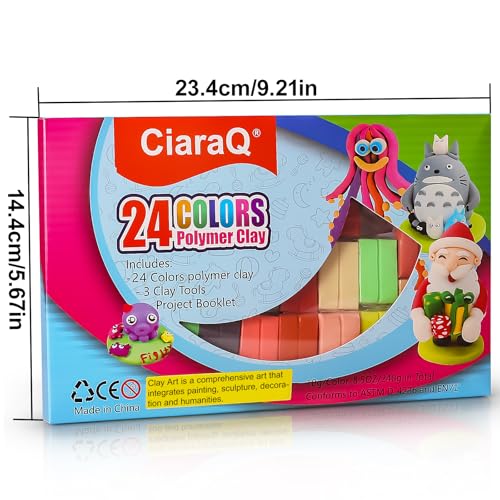 ciaraq 24 colors small block polymer clay starter kit oven bake clay cpsc conformed non-toxic molding diy clay great for kids beginners