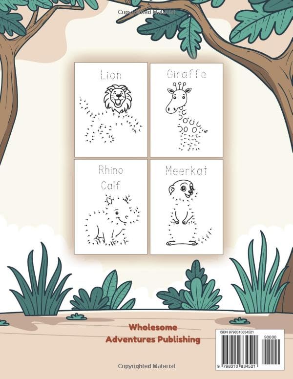 Dot-to-Dot Safari Adventure: Fun Animal Connect the Dots Puzzles for Kids - Ages 4-8 - Learn & Spell Animal Names (Dot-to-Dot Adventures) - Image 2