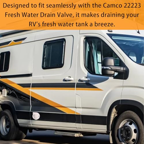 Image of 2 Pcs RV Water Tank Drain Valves(Fit 3 /4 inch or 1 /2 inch Vinyl Tubing), Camper Fresh Water Tank Drain Valve Replacement for Campers Travel Trailers, Part Accessories Compatible With Camco 22223(White)