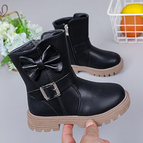 Little Girls Boots Cute Bowknot Dress Boots Anti Slip Low Heel Boots Fashion Comfortable Motorcycle Riding Boots2