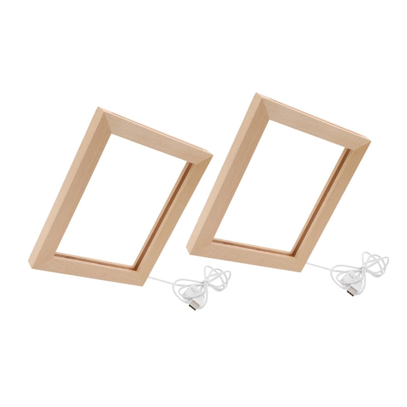 2 Marcos de Fotos Madera Iluminación LED Creativa y Luz Cálida para Decoración de Mesa y Espacios Multifuncionales
