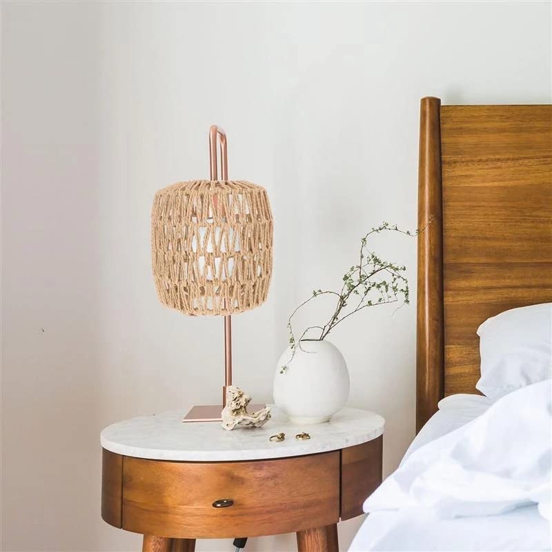 Image of Simulated Rattan Lamp Cover Handmade Woven Chandelier Vintage Lampshade Home Decor Hanging Pendant Bedroom Livingroom Supplies (Pack of 2)