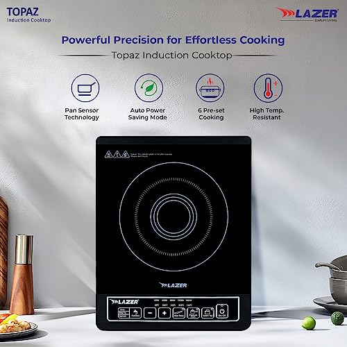 Image of Lazer Topaz Induction Cooktop with Touch Control and Wide Voltage Protection | Manual Display| 1800 Watt ( Black)