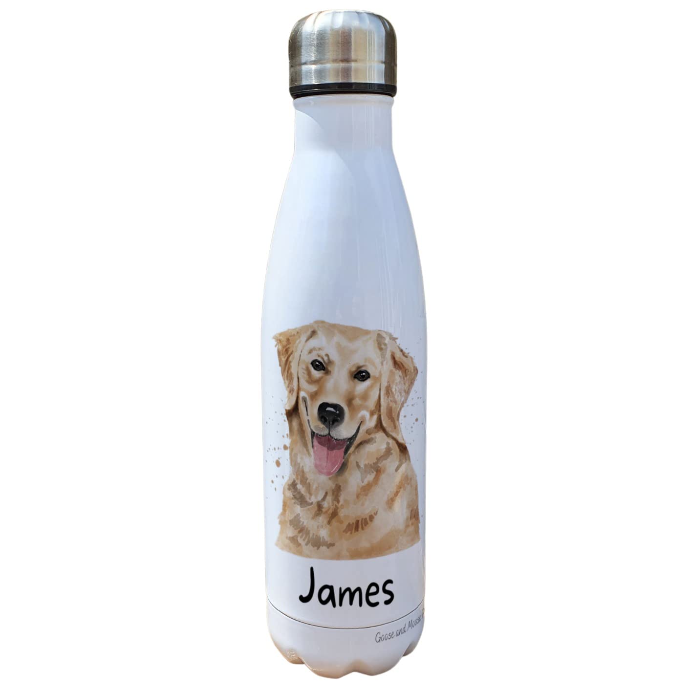 Golden Retriever Insulated Bottle Personalised - Gift for Dog Owners & Lover - Personalised Dog Thermal Flask - Stainless Steel Water Bottle