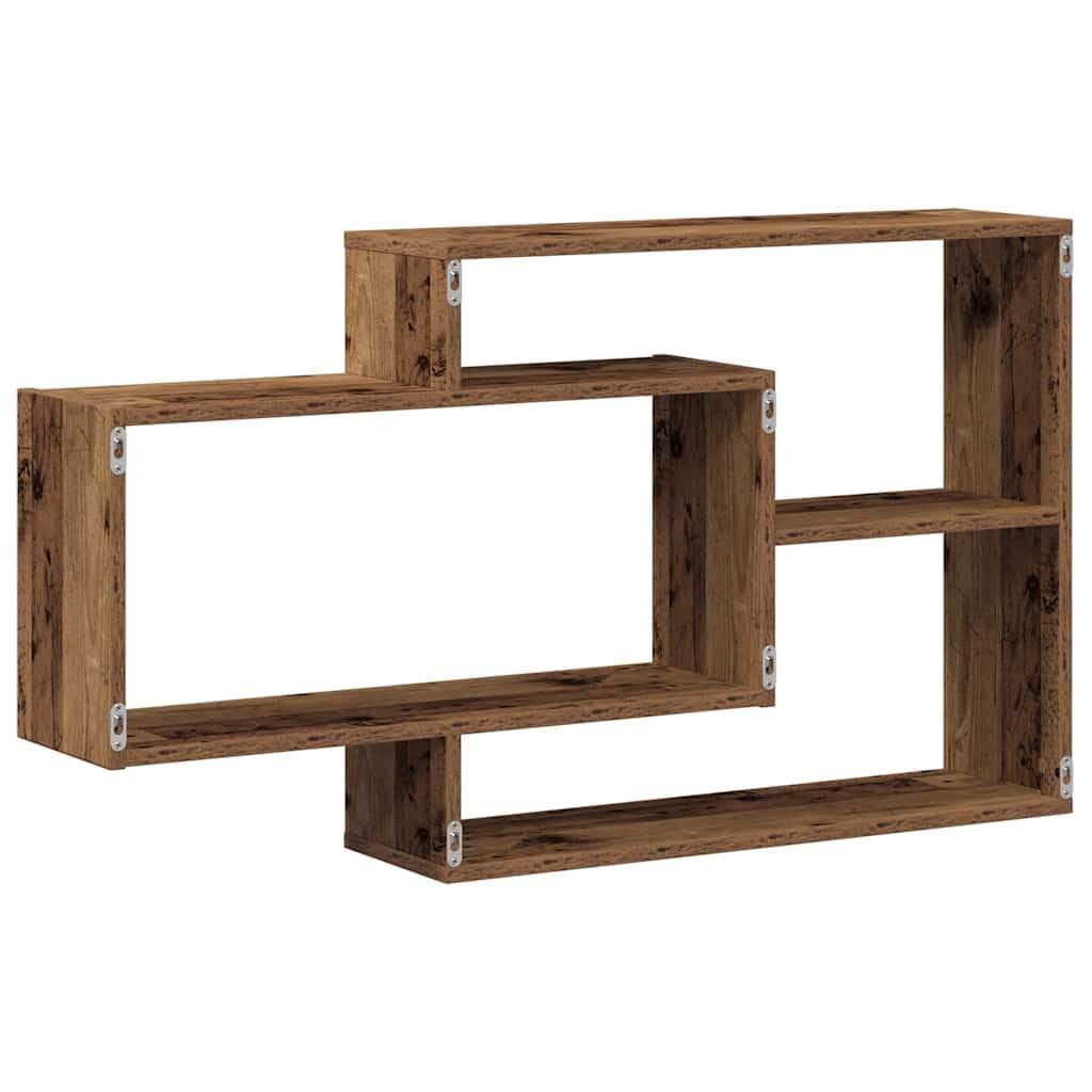 Regał ścienny o wyglądzie starego drewna 104 x 20 x 58,5 cm, materiał drewnopochodny, 3 półki, regał wiszący do salonu, biura, sypialni, regał na książki, uniwersalny