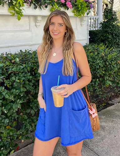 Image of Lentta Womens Athletic Sleeveless Mini Dress with Built-in Shorts V Neck Spaghetti Strap Sundress