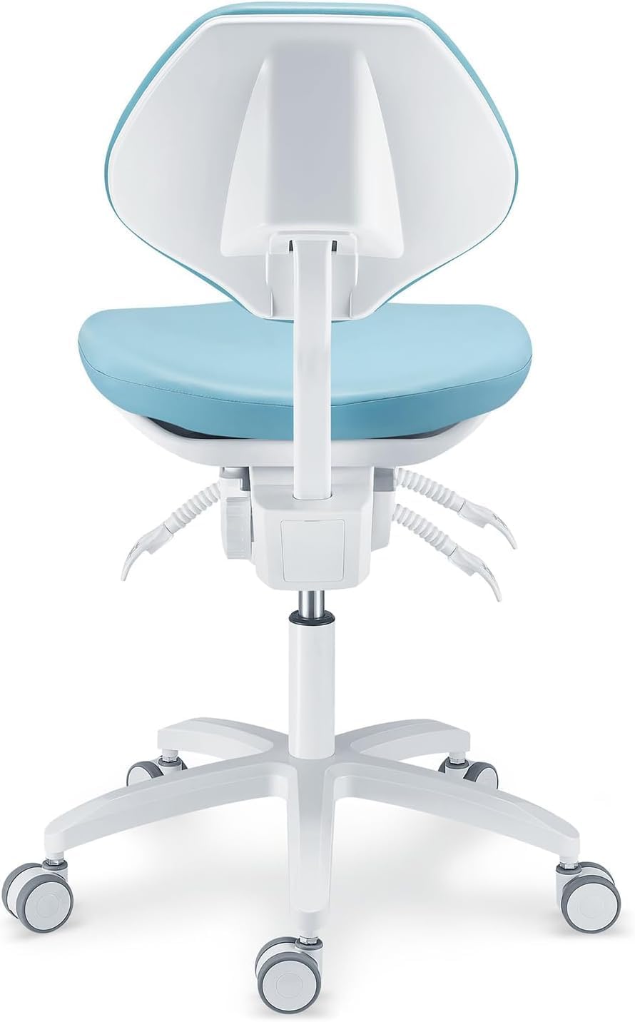PLST-065 Blue Dental Microscope Doctor's Chair Ergonomic Design Height Adjustable Lifting Chair U-Series Skin Feel Leather Swivel Rolling Stool with Backrest