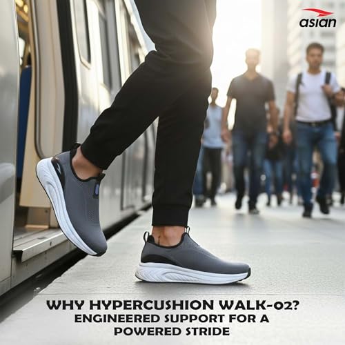 Image of ASIAN Hypercushion Walk-02 Men's Walking Shoes | Slip-On Knit Walking Shoes with E-TPU Energy Return Sole, Memory Foam Arch Support, Breathable Upper & Grip Outsole, Gym & Travel