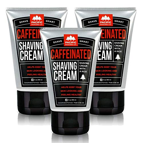Pacific Shaving Company Caffeinated Shaving Cream - Helps Reduce Appearance of Redness, With Safe, Natural, and Plant-Derived Ingredients, Soothes Skin, Paraben Free, Made in USA, 3.4 oz (3 Pack)