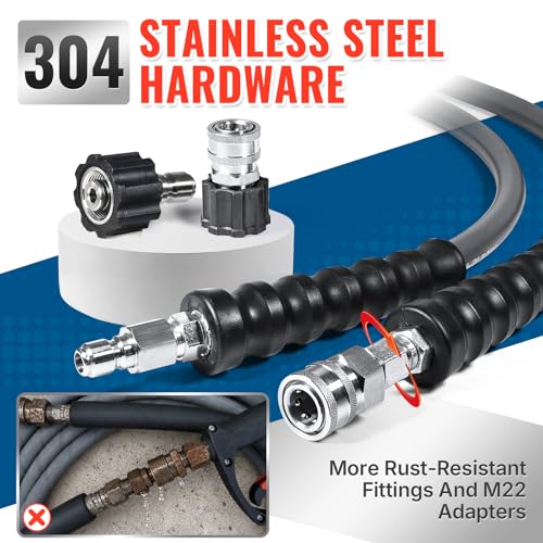 YAMATIC 3/8" Pressure Washer Hose 100 FT with Stainless Steel Quick Connect by YAMATIC - Used condition - Image 3