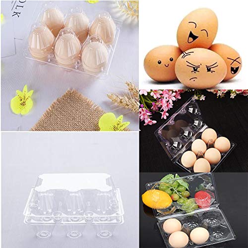 20 PCS 6 Girds Plastic Egg Cartons,Kitchen Plastic Egg Holder,Clear Egg Holder Storage Container for Family Pasture,Chicken Farm Business,Refrigerator Storage Market,Camping and Picnic