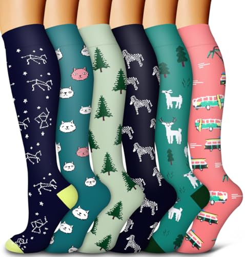 Image of 6 Pack Copper Compression Socks for Women and Men Circulation-Best Support for Medical,Running,Nursing,Athletic