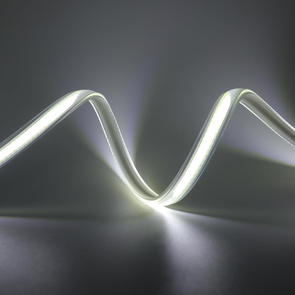 Tira LED neón COB 220V [19M，Blanco (6000-6500K)], IP65 impermeable flexible, 288 LEDs/m Tira LED FCOB cortable CRI85+, iluminación para dormitorio, cocina, sala de estar y tiendas