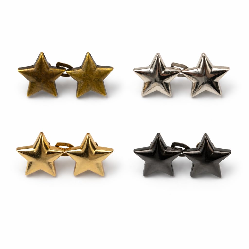 Trifletopia 4 Pairs Star Waist Tightener Clips – Adjustable Jeans and Pants Button Reducer – No Sewing Waistband Tightener for Skirts, Jackets, Hats, Sweaters – Metal Star Jean Adjusters (4 Colors)