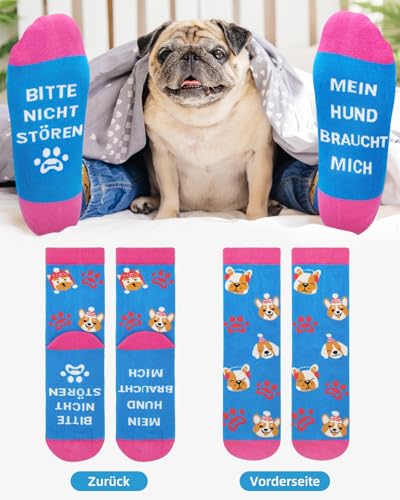 Gemtte Hundesocken Socken mit Spruch, Lustige Geschenke für Hundebesitzer Frauen Weihnachten, Hunde Socken Geburtstagsgeschenk für Hundemama