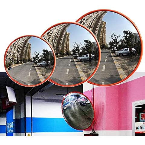 Convex Traffic Mirror for Driveway Warehouse and Garage Safety or Store and Office Security to Eliminate Blind Spots, 130 Degree Blind Spot Mirror with Wall Bracket, Diameter 60CM Cover