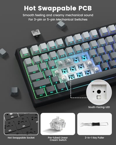 Womier X98 Wireless Mechanical Keyboard, RGB Backlit Custom Gaming Keyboard (41.99) 41.99 + 30% Off Code 4C68N7Q1 - image 5