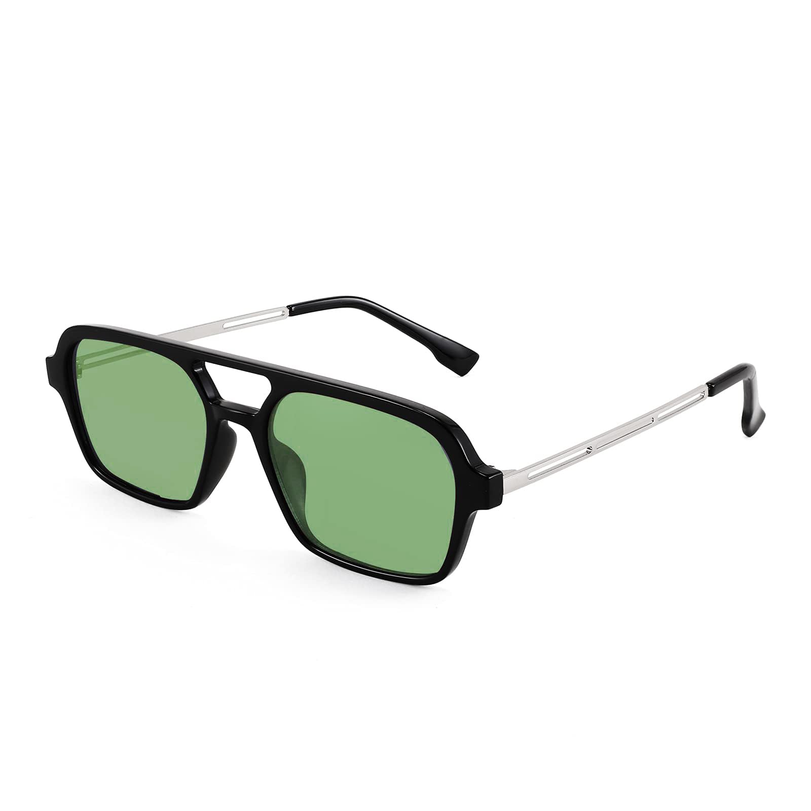 Vintage Square 70s Flat Pilot Sunglasses Women Men Metal Design Shades B2752