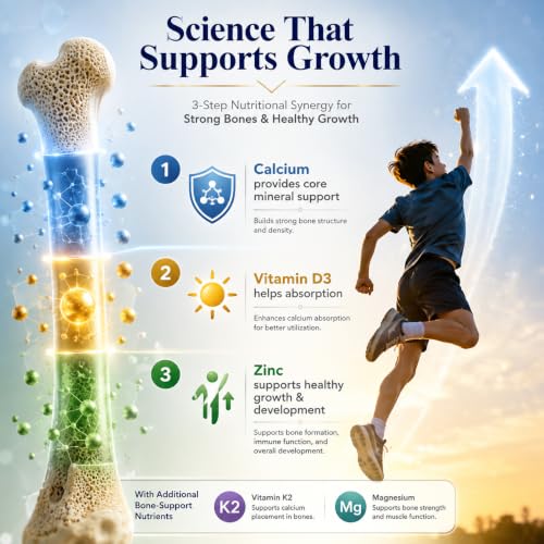 Height Growth Gummies - Calcium Gummies for Kids & Teens, Calcium Supplement with Vitamin D3 + Zinc for Kids, Bone Support & Daily Growth, Mixed Berry Gummies for Teens, 60 Count - Image 5