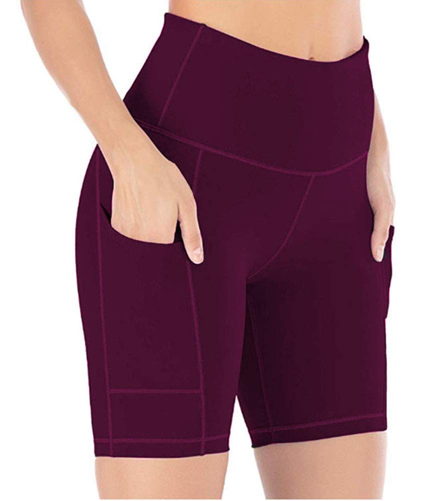 YAKERYoga Shorts for Women Workout Shorts Running Shorts with Side Pockets