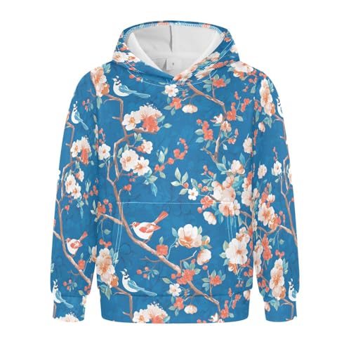 Watercolor Floral Vintage Pattern Flowers Birds Kids Boys Girls Sweatshirts Long Sleeve Cool Hoodie Clothes with - Main Image