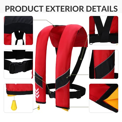 Image of Automatic Inflatable Life Jackets for Adults Life Vests PFD Low Profile Load Capacity Up to 330lbs