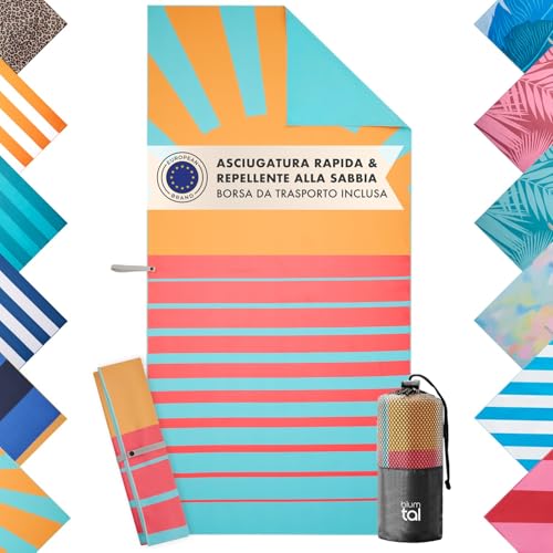 Blumtal Telo mare XXL microfibra – asciugamano compatto asciugatura rapida 90x180 cm – Coperta spiaggia senza sabbia nastro – Asciugamani viaggio/telo mare sole
