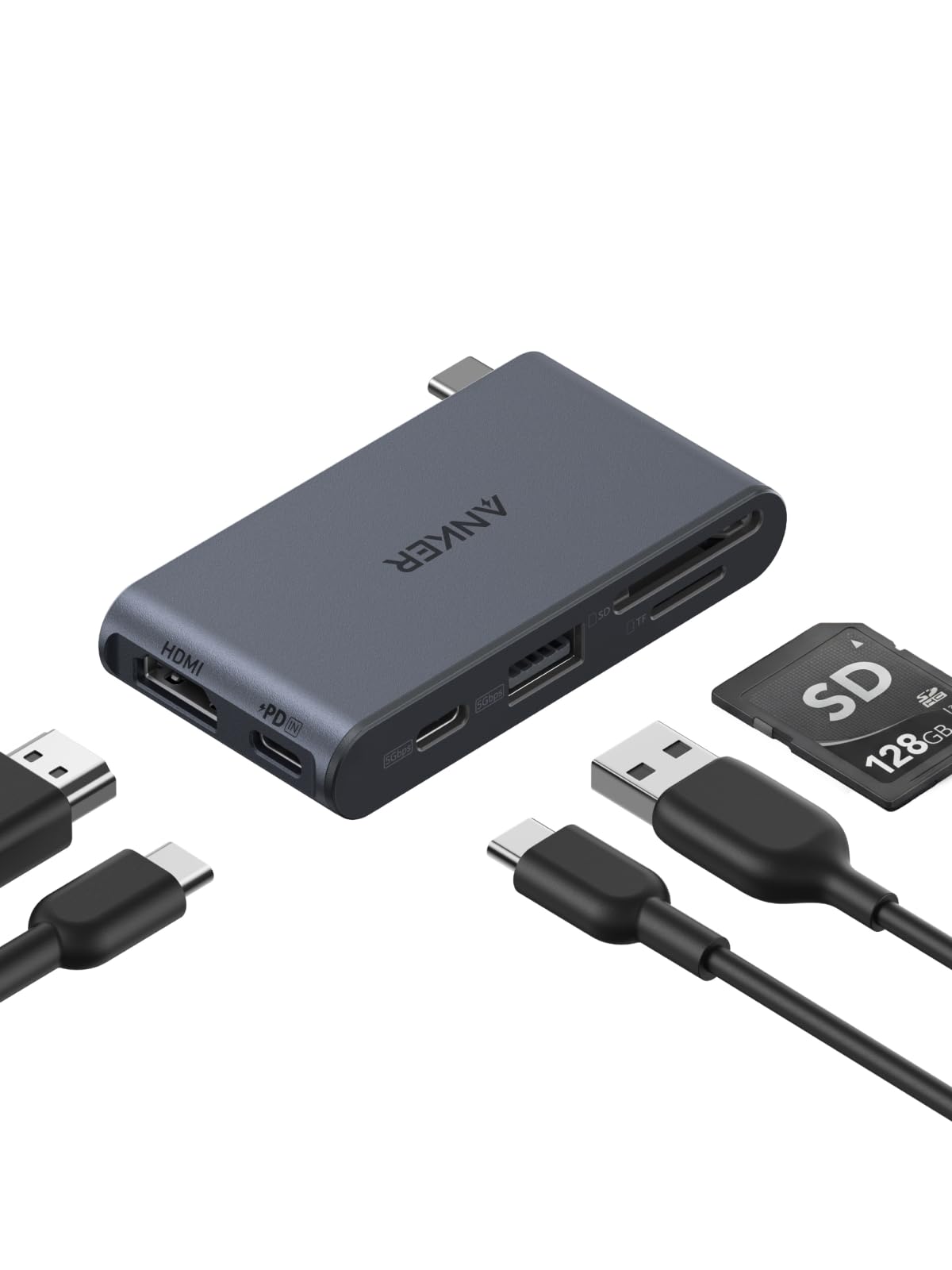 Anker Hub USB C (6 em 1) | Adaptador Multiportas com HDMI 4K 60Hz, 85W Carregamento