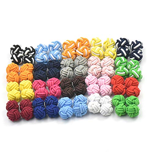 20 50 100 pares nuevos de mancuernas de nudo de seda multicolor miniatura 1