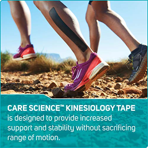 Image of Care Science Waterproof Kinesiology Tape, 40 ct Precut Strips (2 Rolls), Black | Elastic Sports & Weightlifting Tape Supports Muscles & Joints. Water Resistant