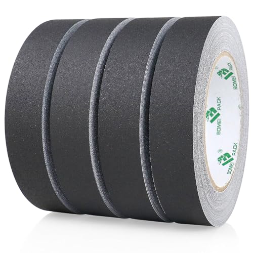 Image of BOMEI PACK Black Gaffer Tape, Matte Non-Reflective,4 Pack 1inch x 30yds No Residue Hand Tear Self-Adhesive Gaffer Tape for Labeling, Photography, Painters