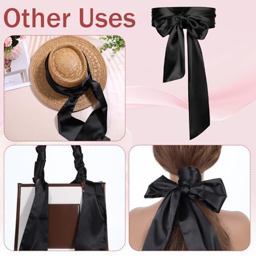 Larrel Black Sash Belt, 3.74'' Wide Soft Waist Belt Dress Belts Satin Sash Obi Belts Long Ribbon Dress Accessories for Women Bridal Bridesmaid Dresses Party Special Occasion Prom Formal4