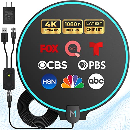 HD-TV-Antenne für den Innenbereich, 250 Meilen, langer Empfang mit frühzeitiger Veröffentlichung 2023 Chipsatz, inklusive Signalverstärker, USB-Adapter und 5 m Koaxialkabel von Mata1-USA Cover