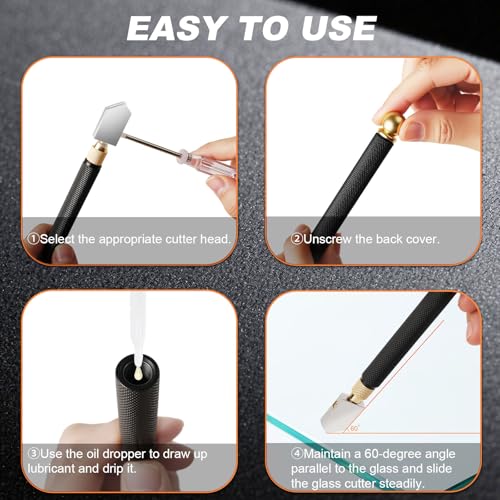 JIOUXIP Glass Cutter Kit, Upgrade Glass Running Breaking Pliers, 2-20MM Glass Cutter, Heavy Duty Glass Cutting Tool for Stained Glass, Tiles, Mosaics, Fusing, Cutting and Breaking - Thumbnail 5