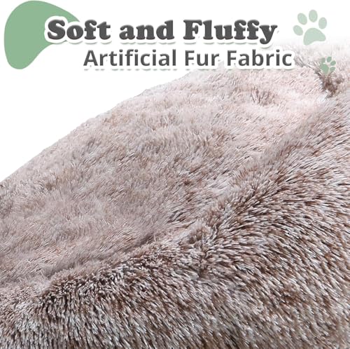 Image of JOLLYVOGUE Dog Bed, Calming Anti-Anxiety Large Dog Bed, Fluffy Donut Cushion for Medium and Large Pets (27 inch /30 inch /36 inch)