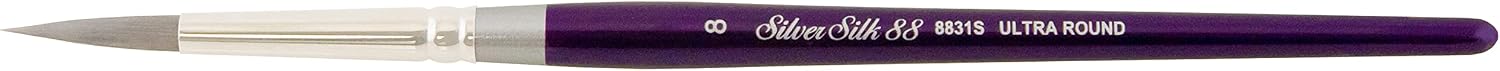Silver Brush Limited 8831S Silver Silk Ultra-Round Brush for Watercolor, Gouache, and Acrylic Paint, Size 10, Short Handle