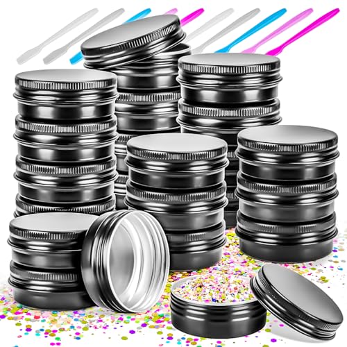 MotBach 16Pack 2oz Tin Jars 60ml Metal Tin cans 2Ounce Aluminum tin can jar Containers with Screw Lid for Lotion Bars Balms Spices Salve Beard Balm Toiletries Creams Samples Makeup Cosmetic