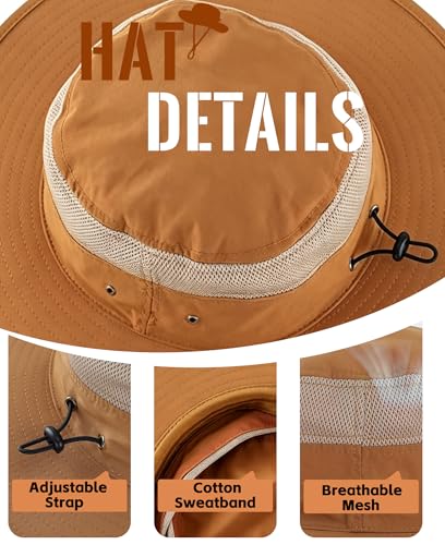 Image of Home Prefer UPF 50+ Men's Sun Hat Wide Brim Bucket Hat UV Protection Hat for Mens Womens Beach Safari Gardening Golf Fishing