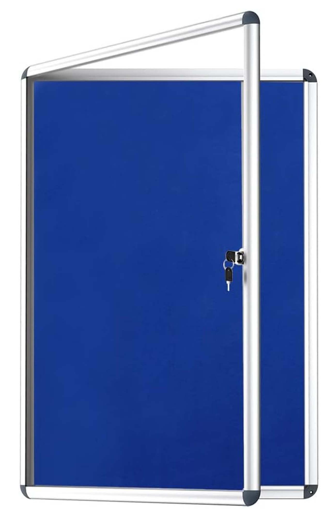 SECO Lockable Felt Noticeboard 490 x 360mm - Tamper Resistant Indoor Pinboard with Key Lock, Grey Felt Surface & Aluminium Frame - Wall Mounted Secure Display Case for Office, School & Workplace