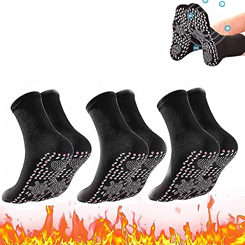 3 pares de calcetines moldeadores autocalentables de acupresión de turmalina,calcetines de salud adelgazantes de turmalina Afiz,calcetines de hipertermia para masaje de pies,calcetines (Negro)
