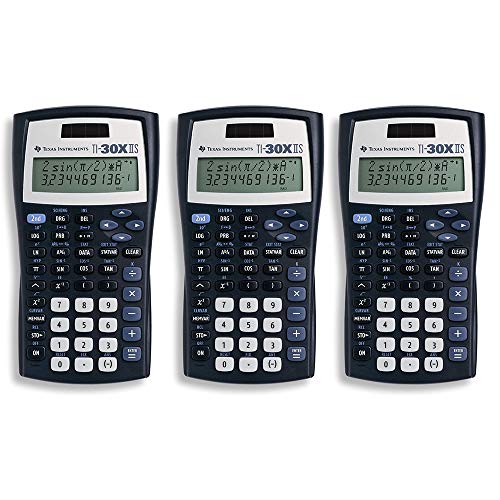 Texas Instruments TI-30X IIS 2-Line Scientific Calculator, Black with Blue Accents - 3 Pack