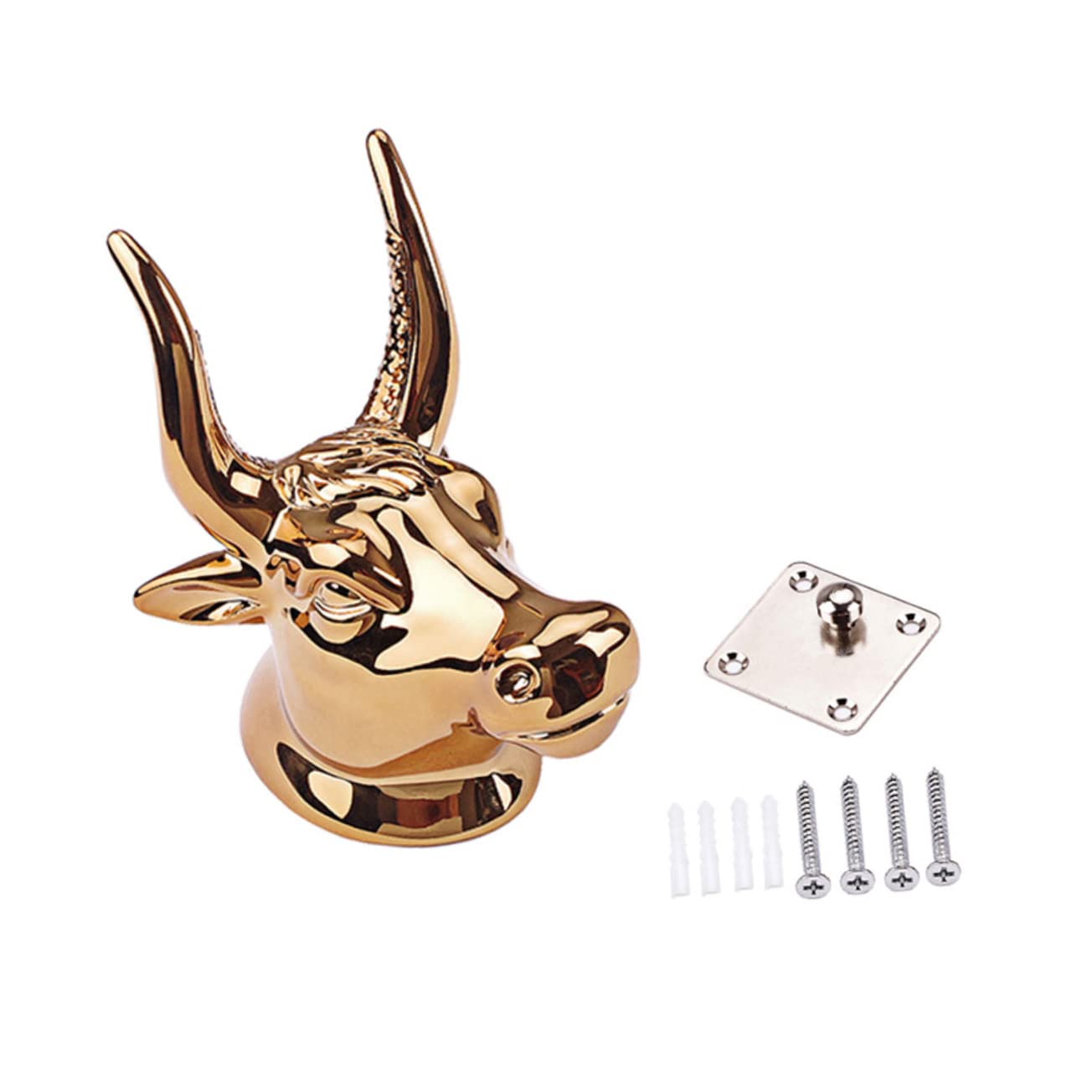 Gancio per Chitarra da Muro in Acciaio Oro, Bull Head | Supporto a Parete per Storage, Installazione Semplice, Soluzione Pratica e Stabile per Strumento